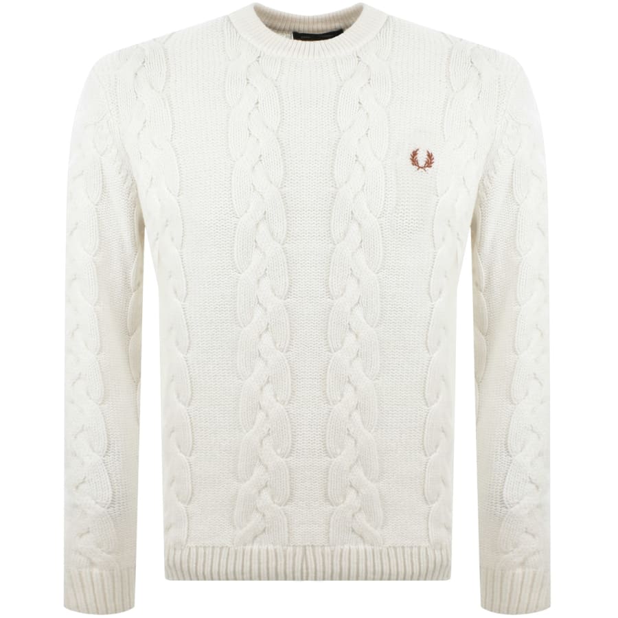 Fred Perry Chunky Cable Knit Jumper Ecru Mainline Menswear United States
